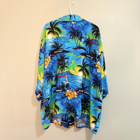 3/$10⚡️Jamacian Tropical Beach Palm Tree Print Button-Up Plus Size Shirt - Picture 8 of 11